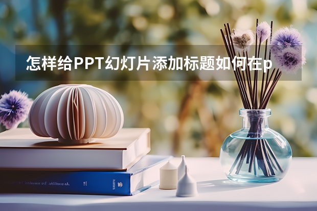 怎样给PPT幻灯片添加标题如何在ppt中加标题